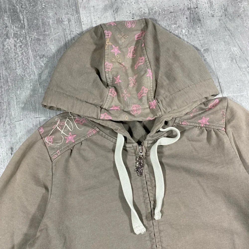 Y2k Pink Fox Racing Zip-Up Hoodie - Picture 3 of 7